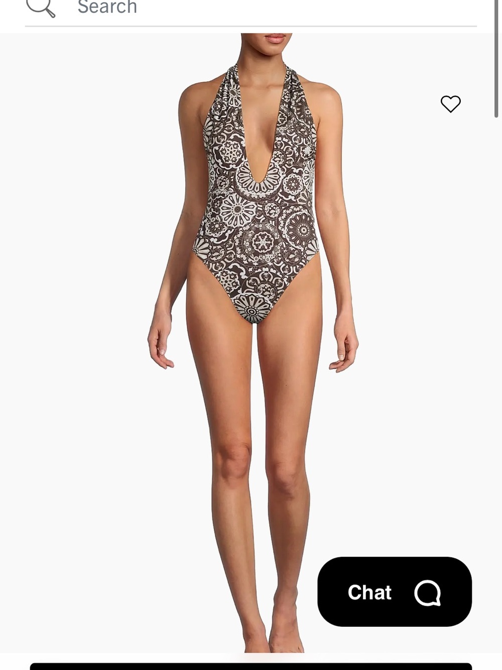 Ramy Brook Brown and Cream Plunge Halter One-Piece Swimsuit